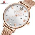 NAVIFORCE 5009 Women Watches Waterproof Fashion Creative Moon Star Design Ladies Wristwatch Rose Gold Clock Relogio Feminino